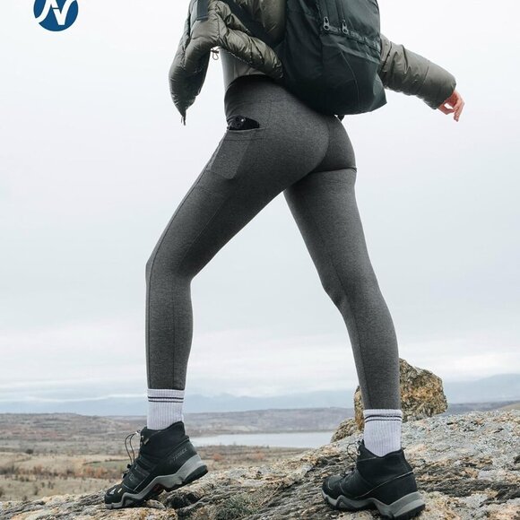 Charcoal High Waist Pockets Women's Yoga Leggings 27" Inseam Durable Soft - Picture 4 of 8